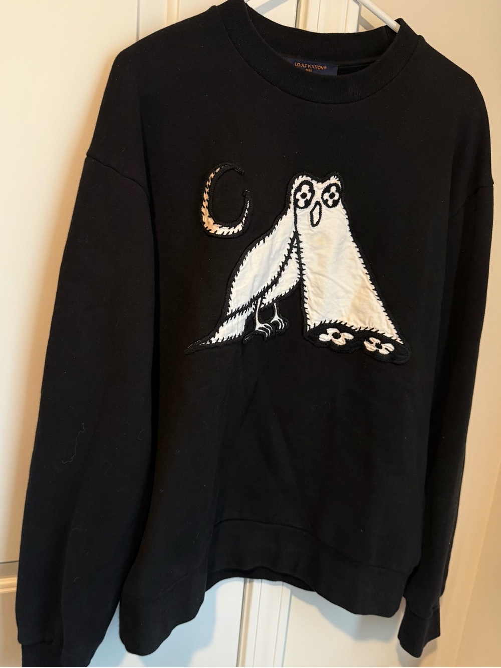 Authentic Louis Vuitton Black Owl Appliqué Sweatshirt